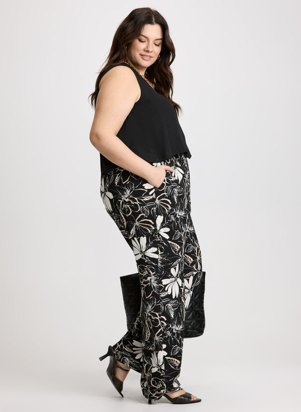 Laura Crepe Floral Wide Leg Pants