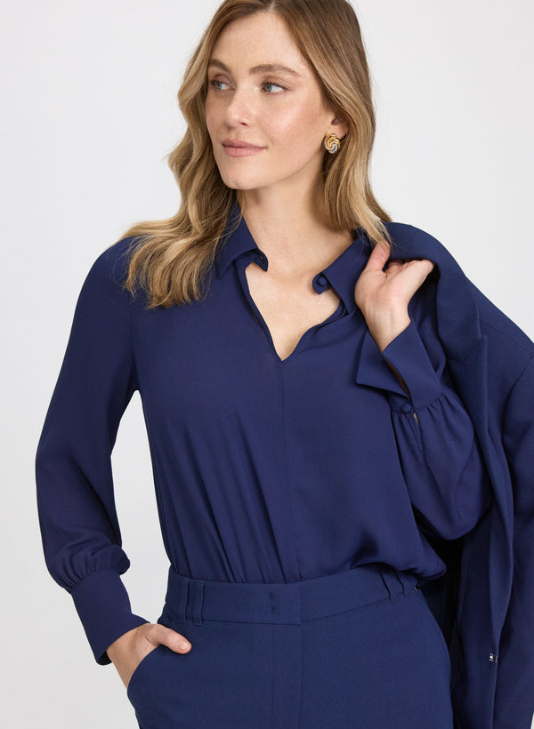 laura Crepe Keyhole Blouse