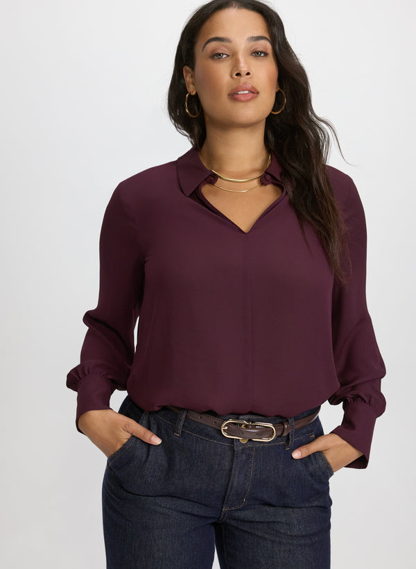 laura Crepe Keyhole Blouse