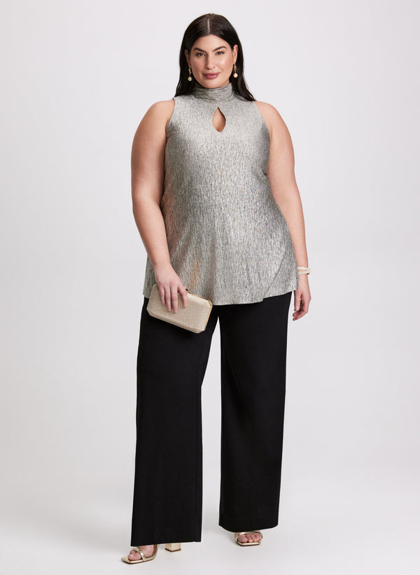 Laura Crinkle Foil Knit Top