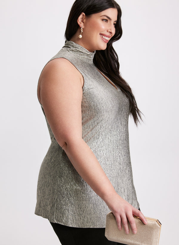 Laura Crinkle Foil Knit Top