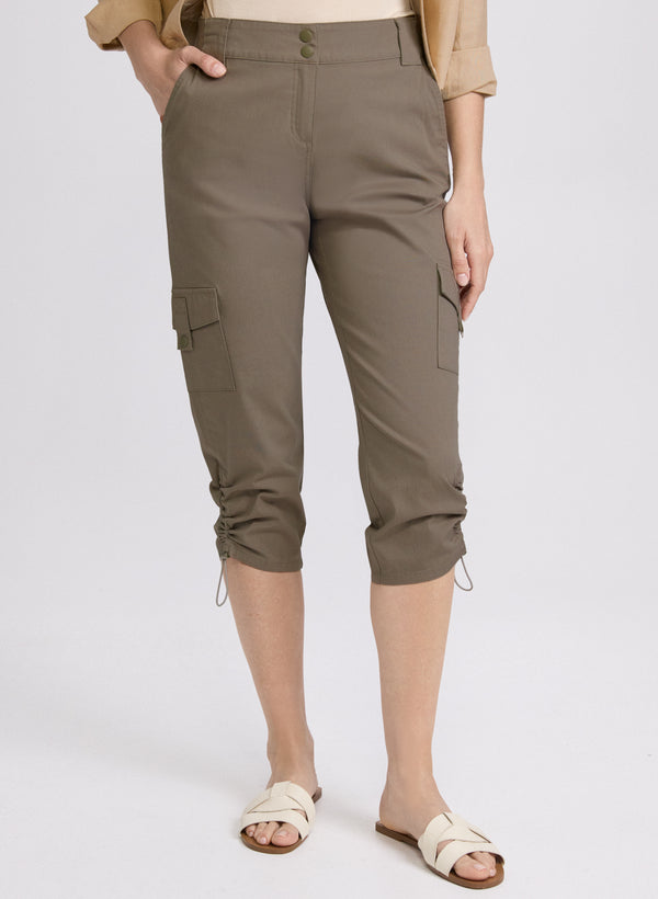 laura Cropped Drawstring Hem Cargo Pants