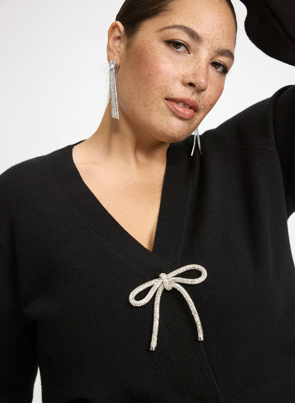 Laura Crystal Bow Embellished Cardigan