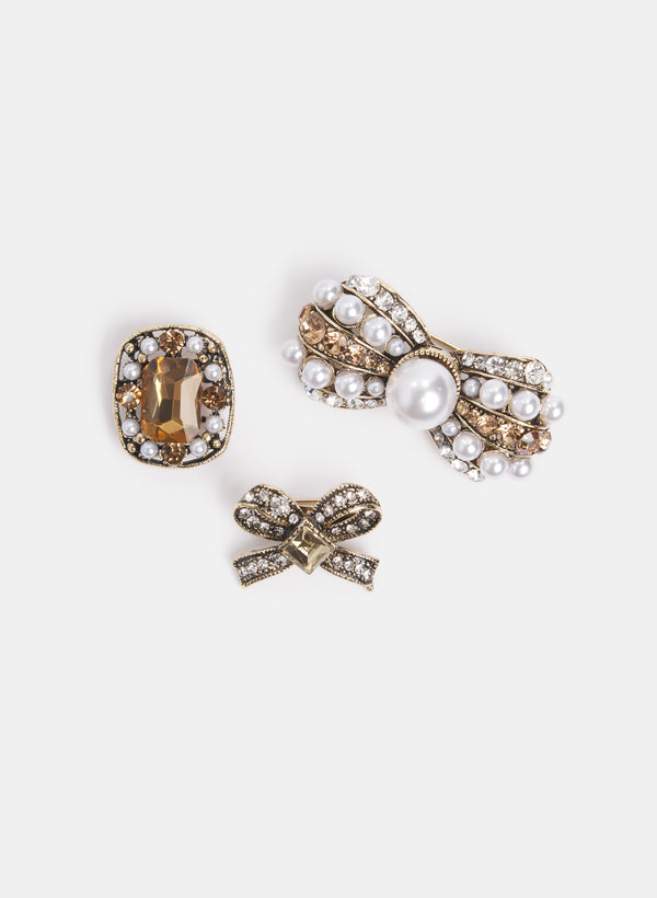 laura Crystal Brooch Set