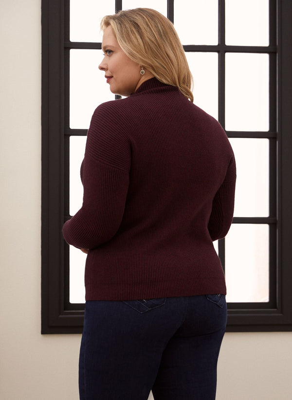 Laura Crystal Button Mock Neck Sweater