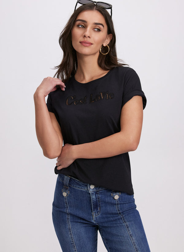 laura Cut-Out Script T-Shirt