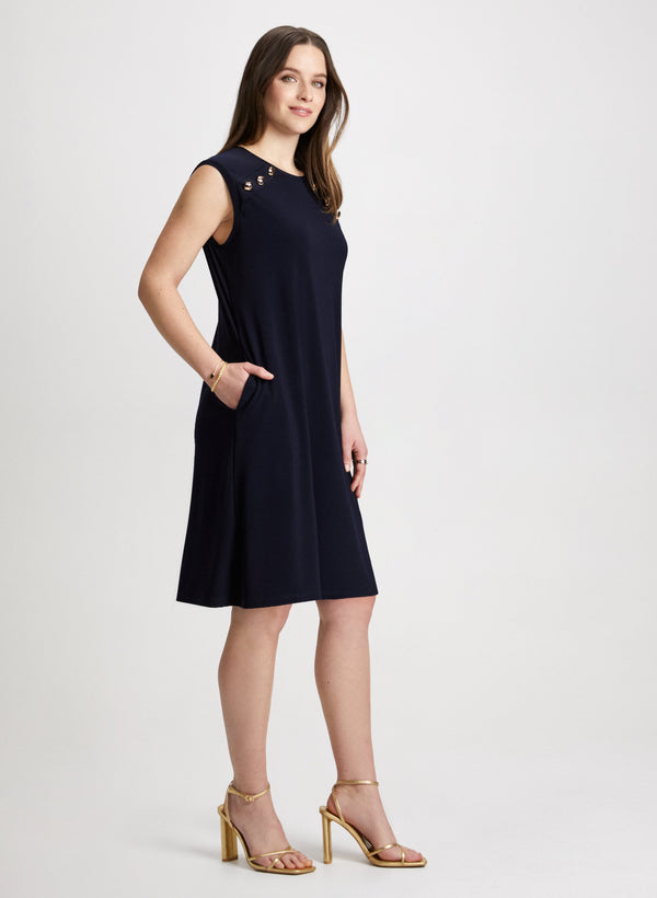 Laura Decorative Button A-Line Dress