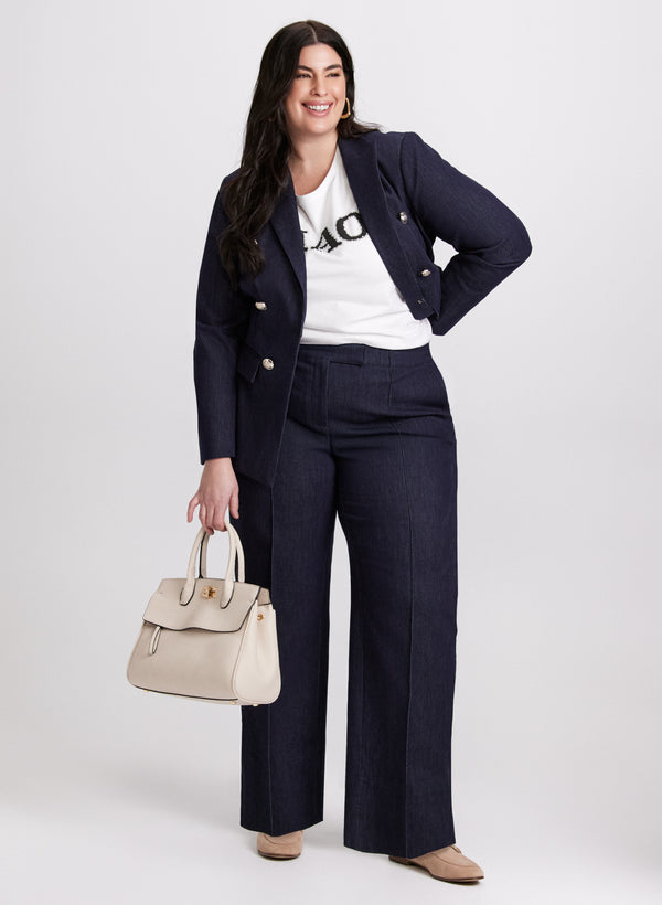 laura Denim Blazer & Olivia Pull-On Denim Pants