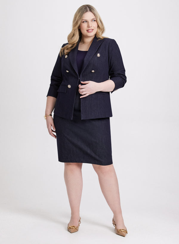 laura Denim Blazer & Pencil Skirt