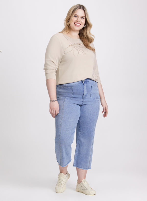 Laura Denim Capris With Patch Pockets