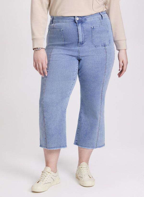 laura Denim Capris With Patch Pockets