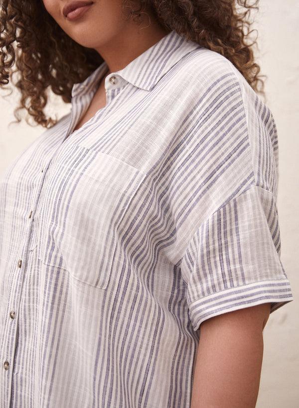 laura Dex - Stripe Print Linen Top