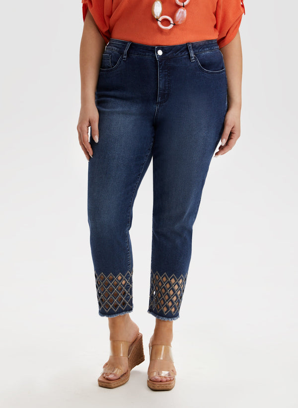 laura Diamond Cutout Slim Leg Jeans