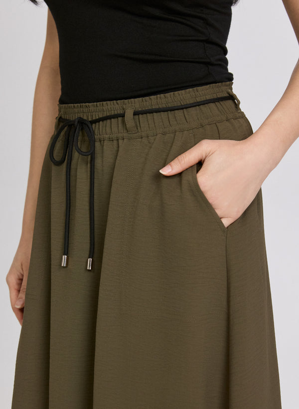 Laura Drawstring Crinkled Maxi Skirt