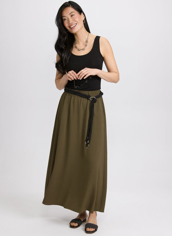 Laura Drawstring Crinkled Maxi Skirt