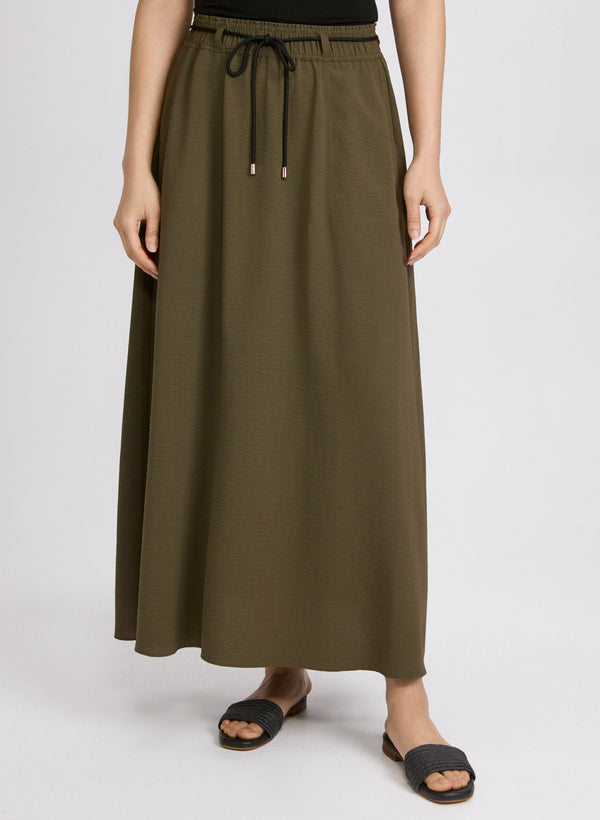 laura Drawstring Crinkled Maxi Skirt