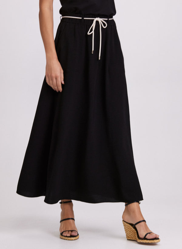 laura Drawstring Crinkled Maxi Skirt