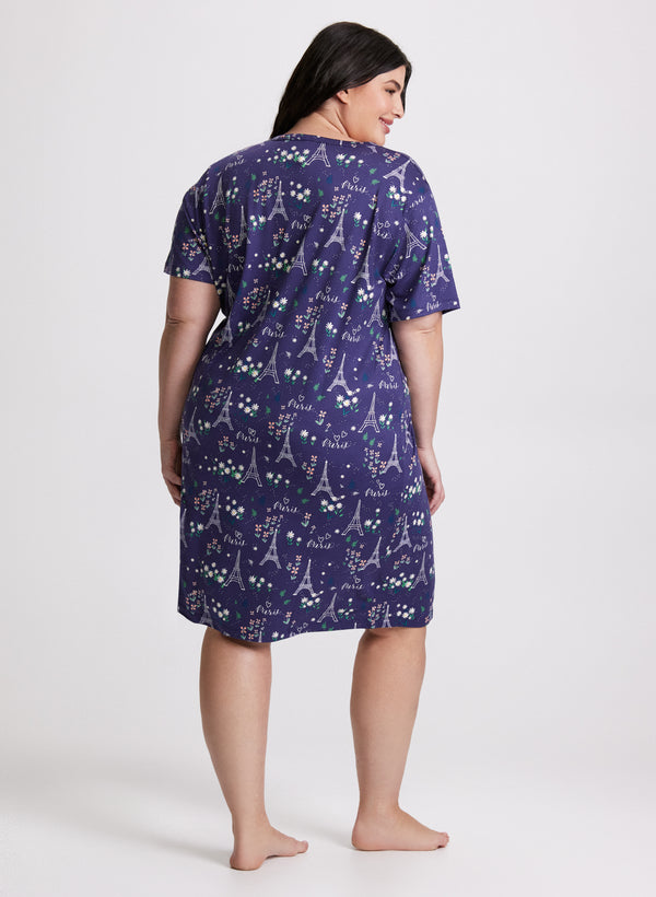 Laura Eiffel Tower Print Nightgown