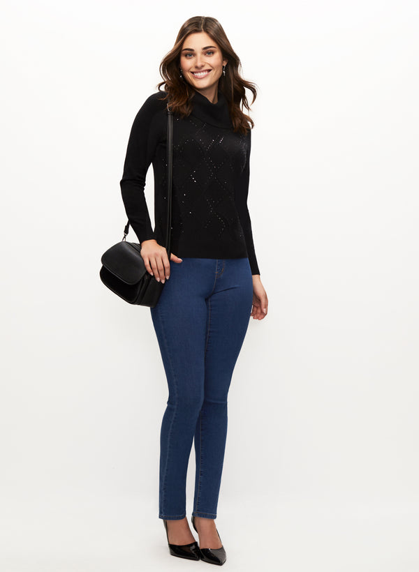 Laura Embellished Argyle Knit Sweater