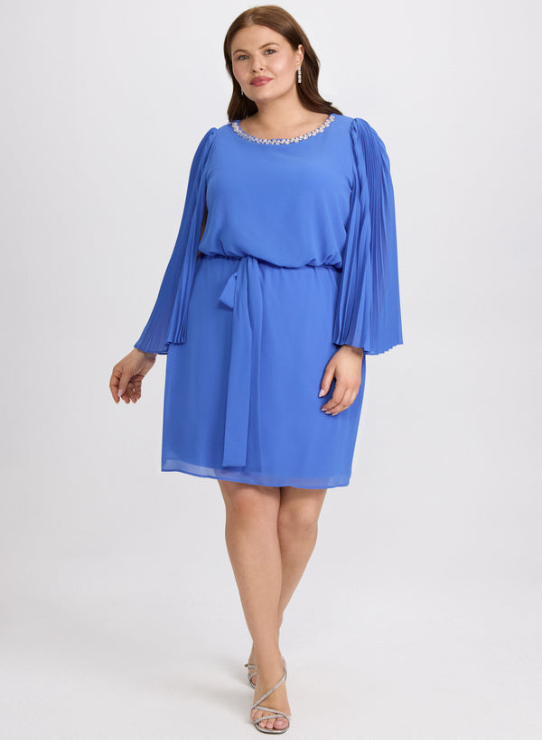 laura Embellished Cape Sleeve Dress