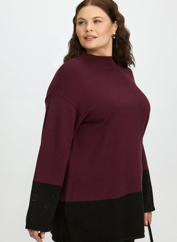 Laura Embellished Colour Block Tunic Sweater