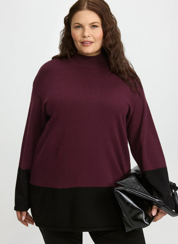 laura Embellished Colour Block Tunic Sweater