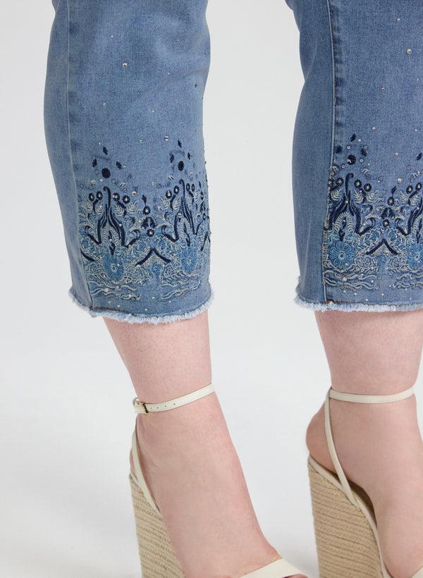 Laura Embellished Denim Capris