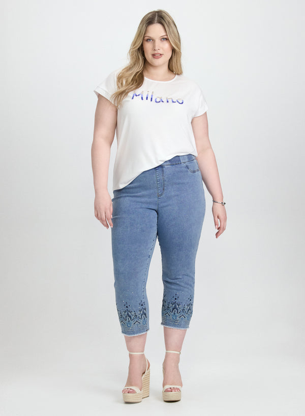 Laura Embellished Denim Capris
