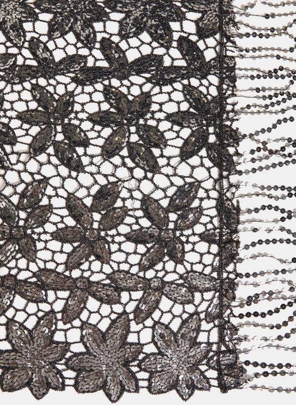 Laura Embellished Floral Open-Work Wrap