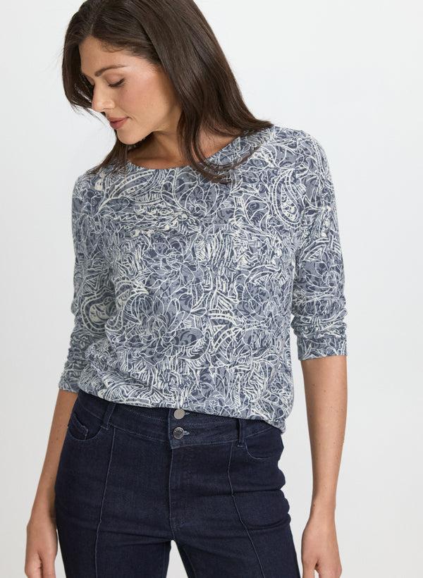 laura Embellished Mixed Print Top