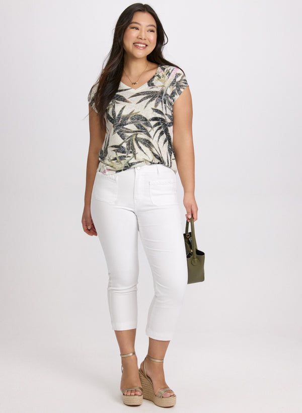 Laura Embellished Palm Print T-Shirt