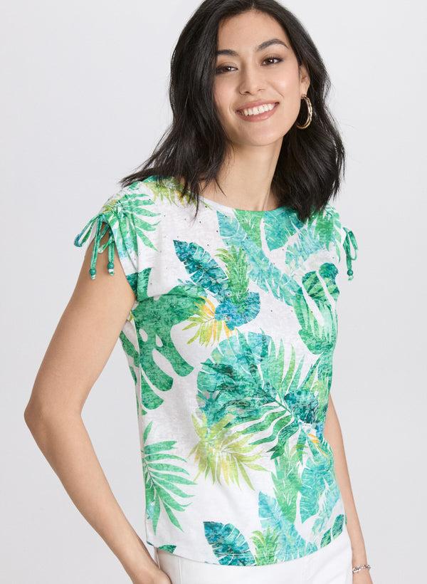 laura Embellished Palm Print T-Shirt