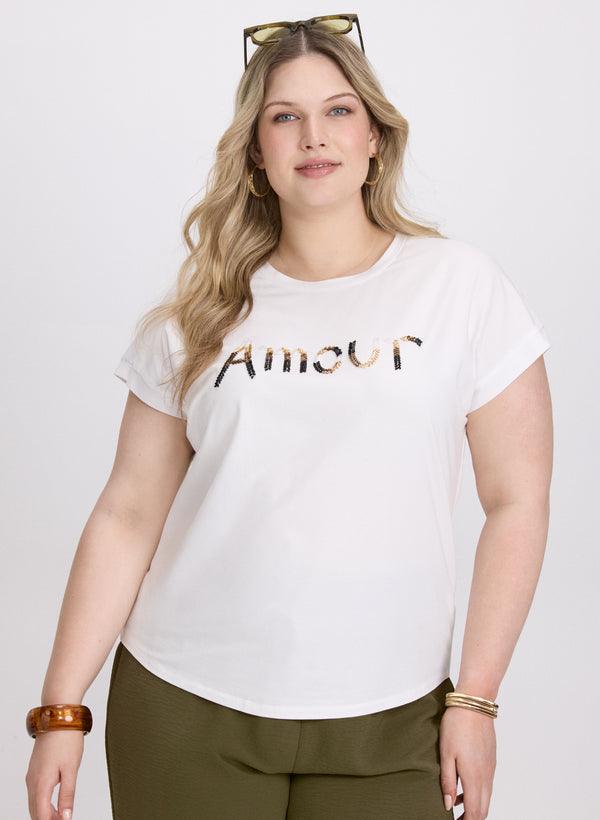 laura Embellished Script T-Shirt