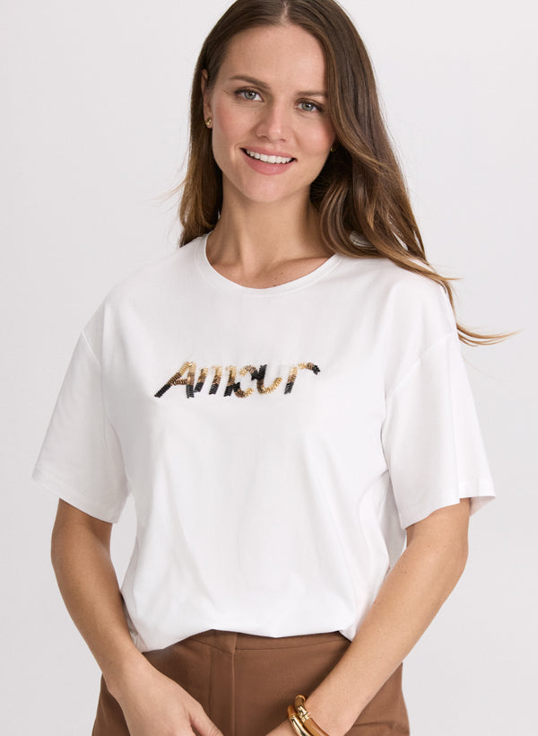 laura Embellished Script T-Shirt