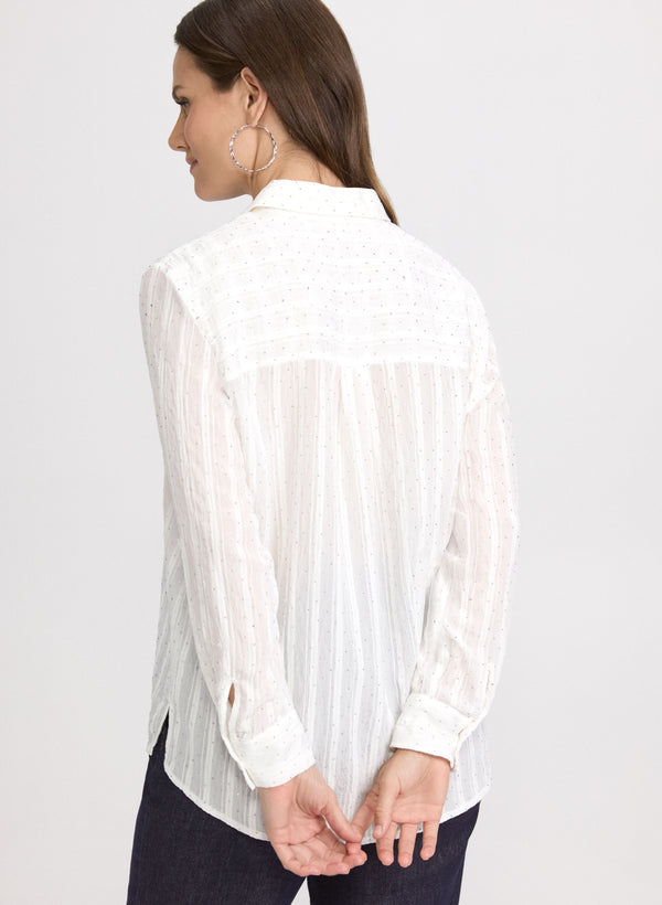 Laura Embellished Shadow Stripe Blouse
