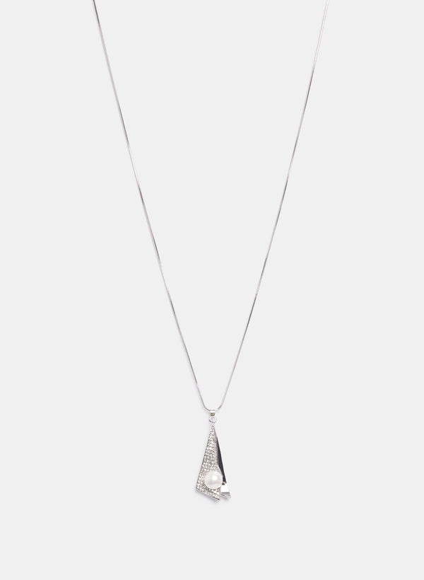 laura Embellished Triangle Pendant Necklace
