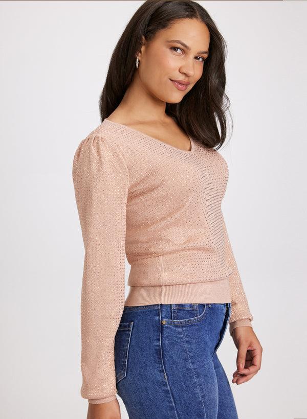 Laura Embellished V-Neck Sweater