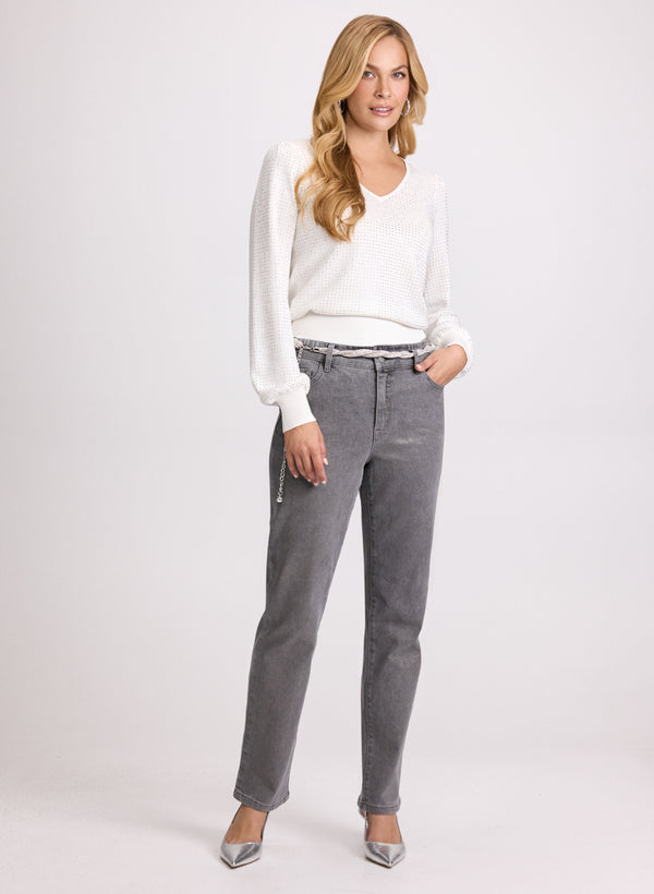 Laura Embellished V-Neck Sweater