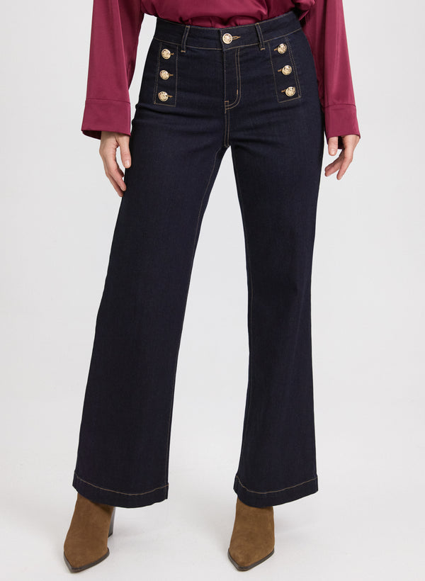 laura Embossed Button Detail Jeans
