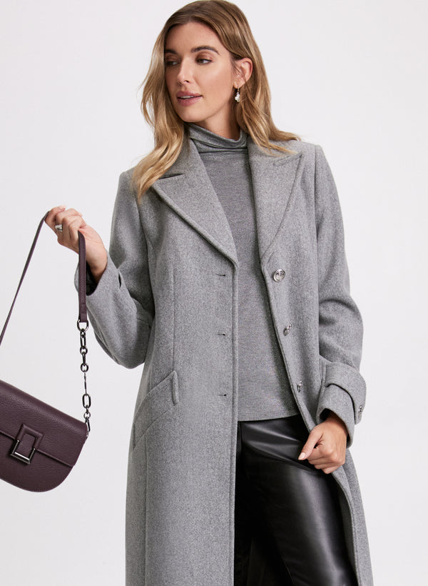 Laura Embossed Button Wool-Blend Coat