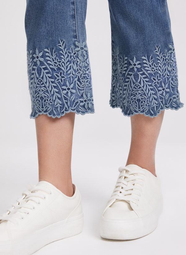 Laura Embroidered Capri Jeans