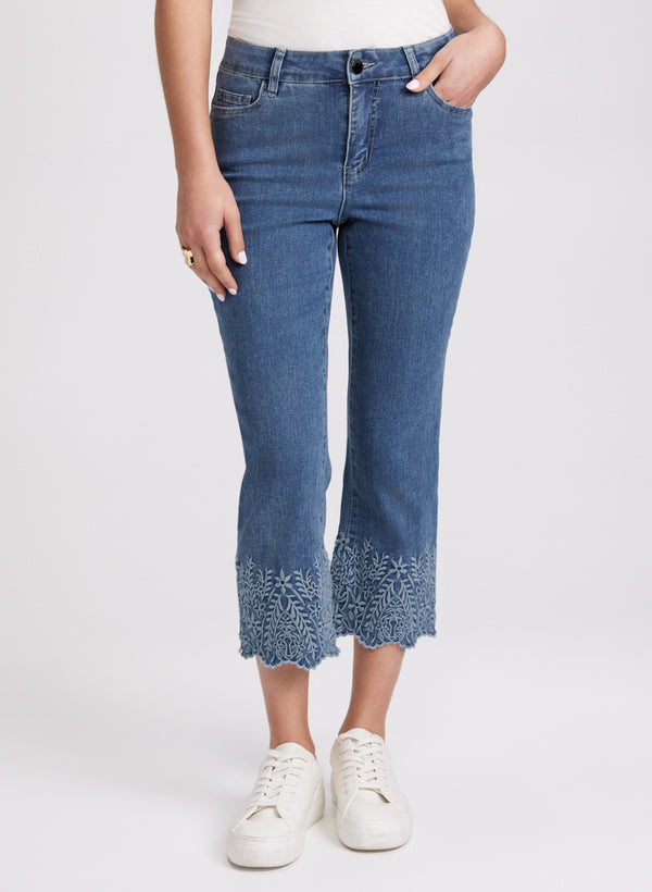 laura Embroidered Capri Jeans