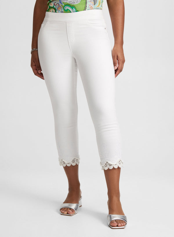 laura Embroidered Hem Capri Jeans