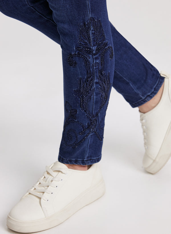 Laura Embroidered Hem Slim Leg Jeans