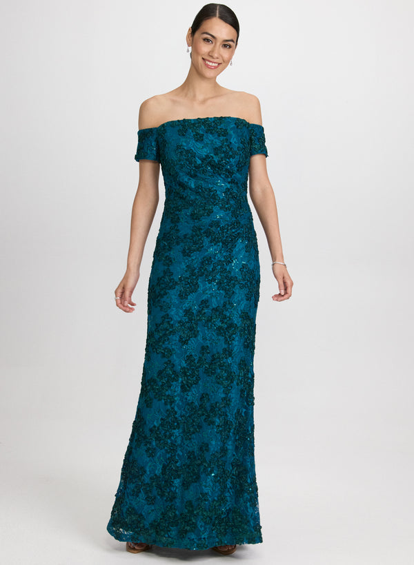 laura Embroidered Lace Off-Shoulder Dress