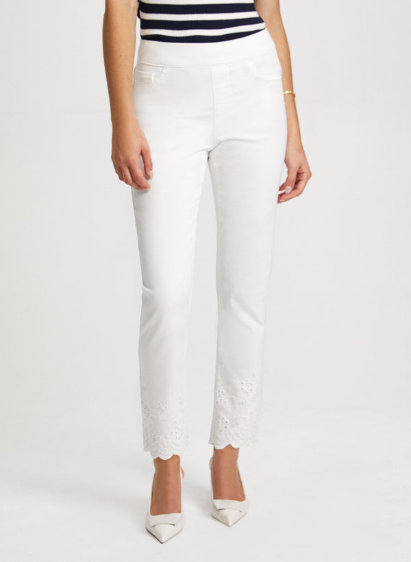 laura Embroidered Pull-On Jeans