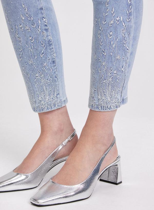 Laura Embroidered Slim-Leg Jeans