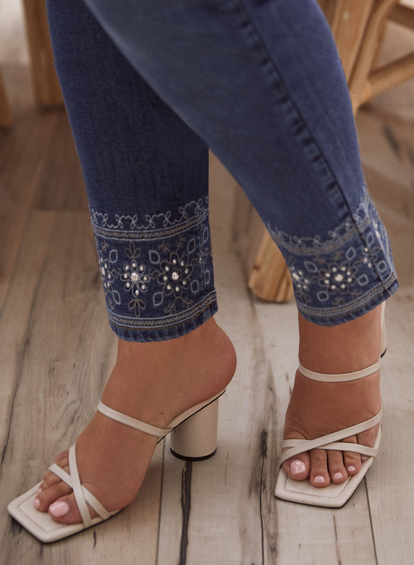 Laura Embroidered Straight Leg Jeans