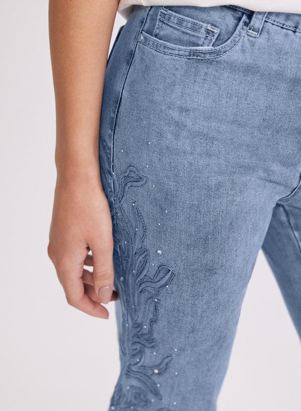 Laura Embroidered Straight-Leg Jeans