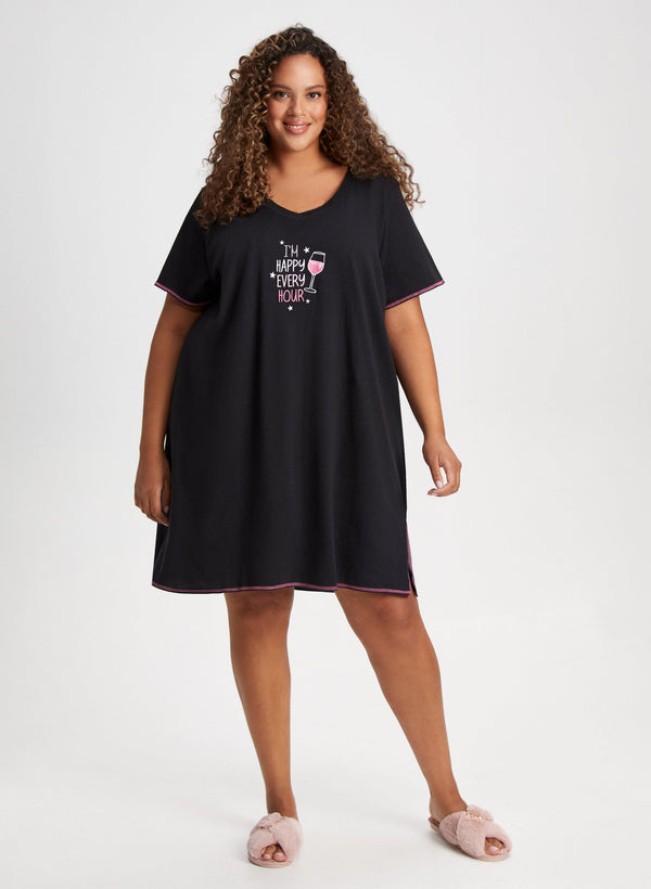 laura Embroidered Text Nightshirt